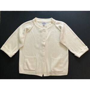 Womens Vicki Wayne’s 3/4 Cuffed Sleeve Button Front Cardigan Sweater Ivory Sz 1X